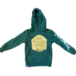 H&M Lego Ninjago Green Gold Lloyd Ninja Warrior Pullover Hoodie Kids 5T-6